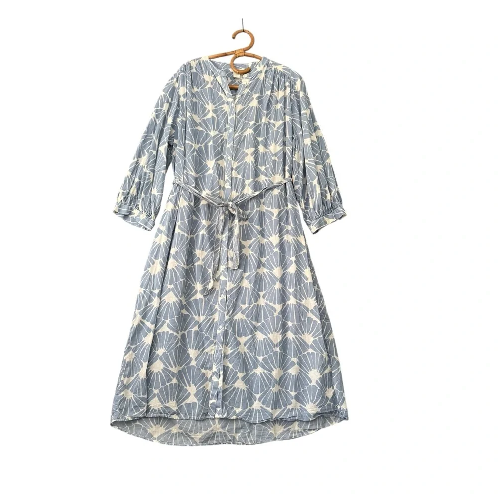 H&M | Tie Waist Balloon Sleeve Midi Dress Button Front Size M - Picture 3 of 10